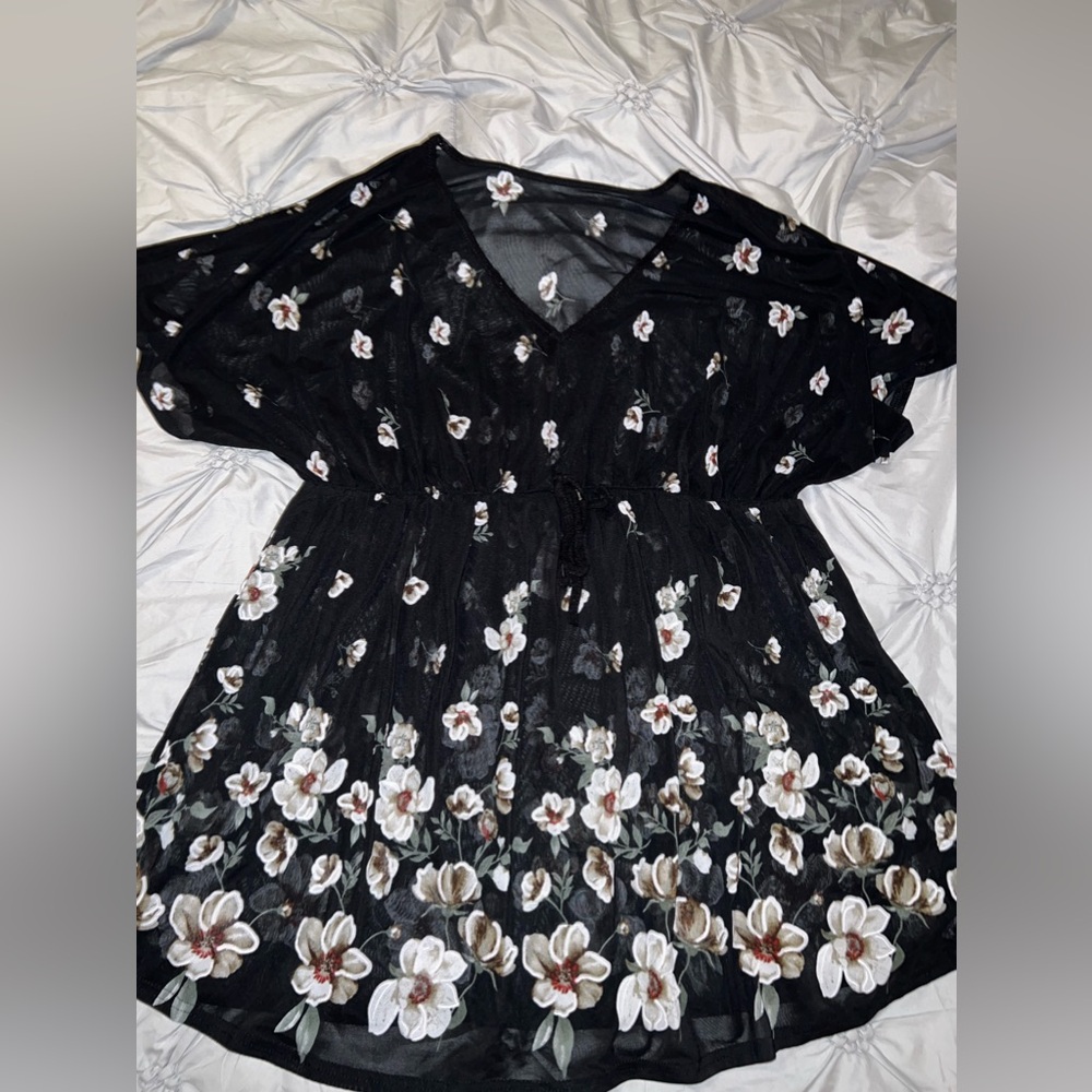 Sheer babydoll floral blouse